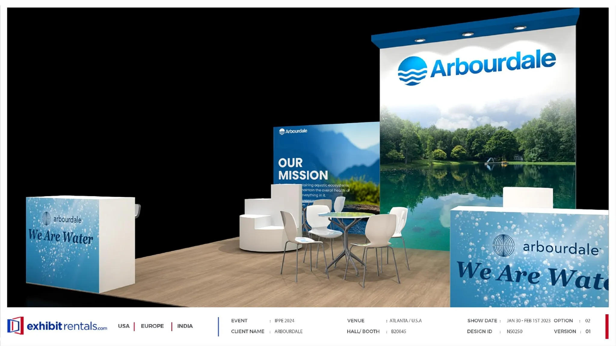 20x20 Peninsula booth design by Exhibit-Rentals